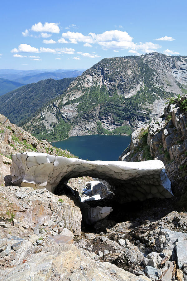 snow bridge [above Leigh Lake, Cabinet Mountains Wilderness, Lincoln County, Montana]