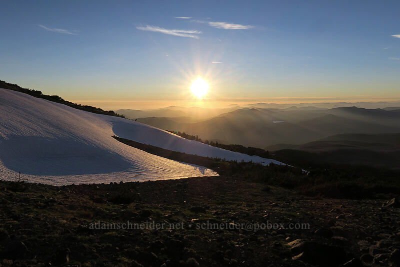 snowfields at sunset [above Dollar Lake, Mt. Hood Wilderness, Hood River County, Oregon]