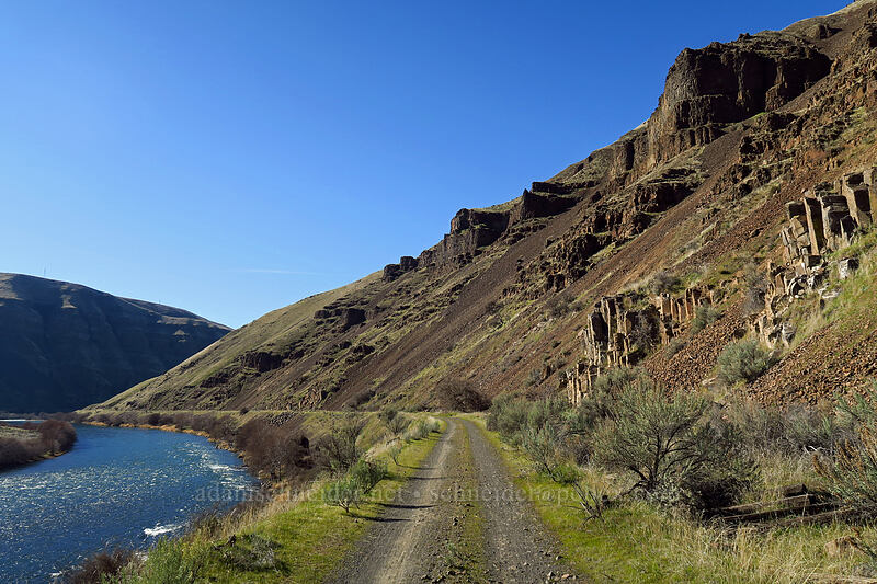 basalt cliffs above the Deschutes River [Old Railbed Trail, Deschutes River State Recreation Area, Sherman County, Oregon]