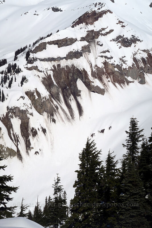 rockfall on Nisqually Glacier [above Paradise, Mt. Rainier National Park, Pierce County, Washington]