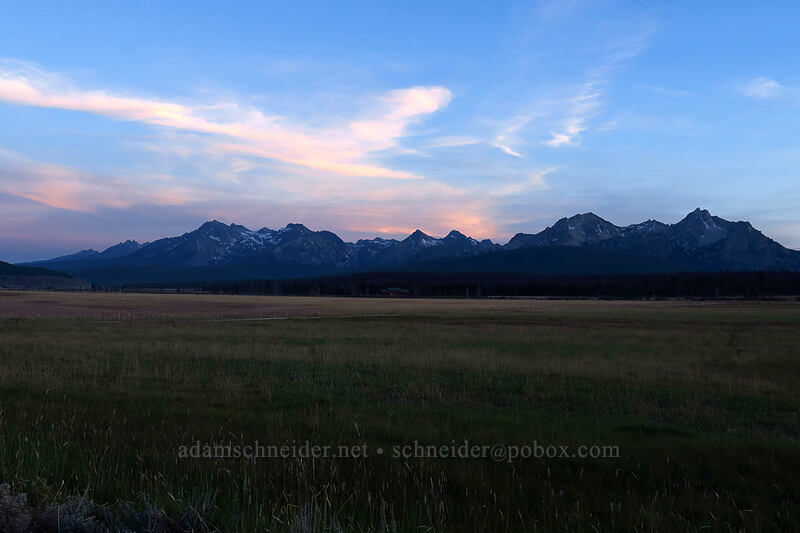 Sawtooth Mountains after sunset [Cow Camp Road, Custer County, Idaho]