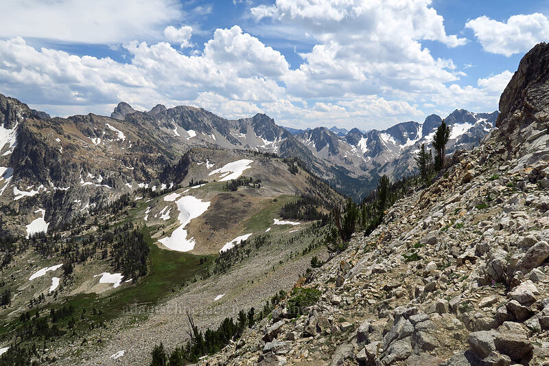 view to the southeast [above Sawtooth Lake, Sawtooth Wilderness, Custer County, Idaho]