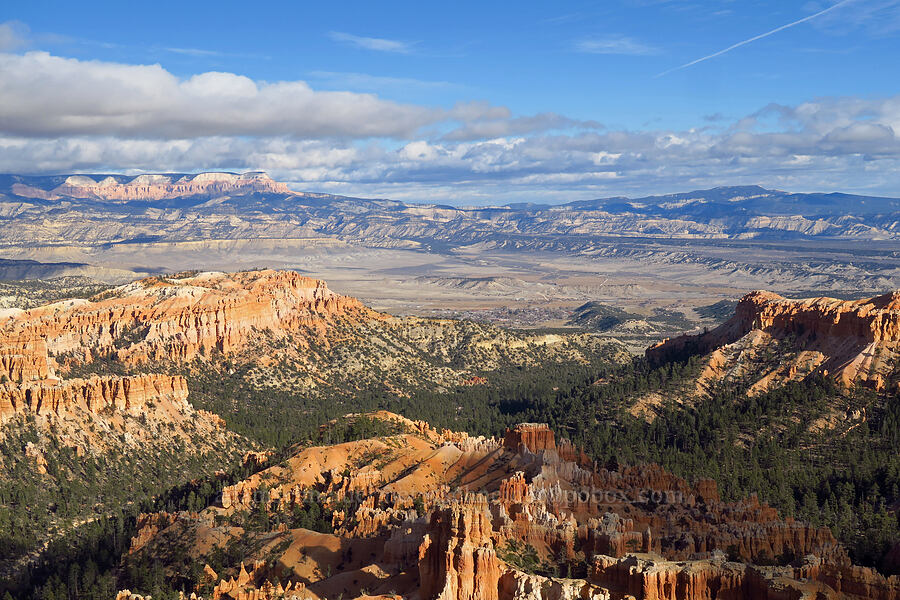 view east over Tropic [Inspiration Point, Bryce Canyon National Park, Garfield County, Utah]