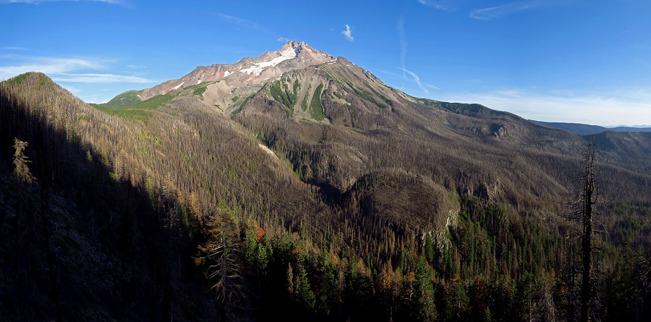 Mount Jefferson & Whitewater Fire panorama [Whitewater Trail, Mt. Jefferson Wilderness, Marion County, Oregon]