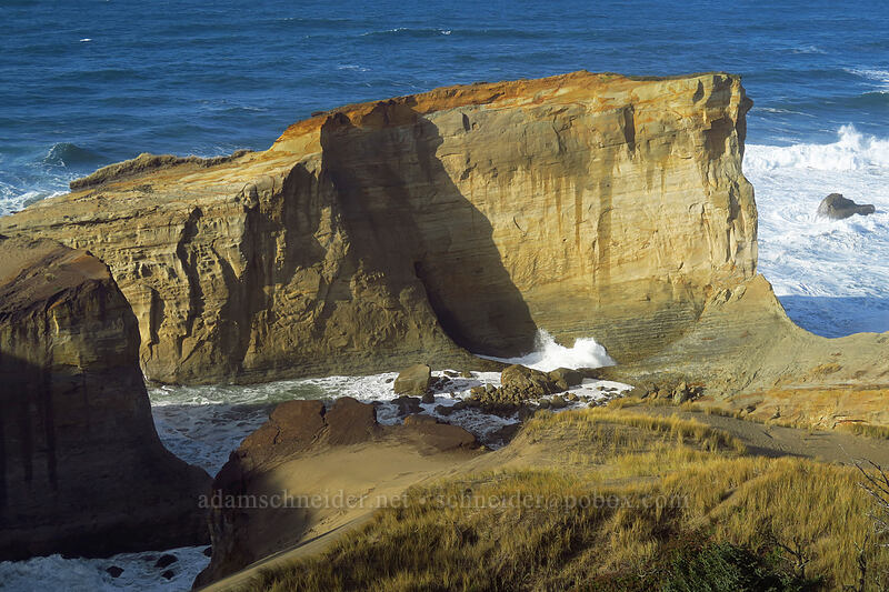 sea cliffs behind Cape Kiwanda [Cape Kiwanda State Natural Area, Pacific City, Tillamook County, Oregon]