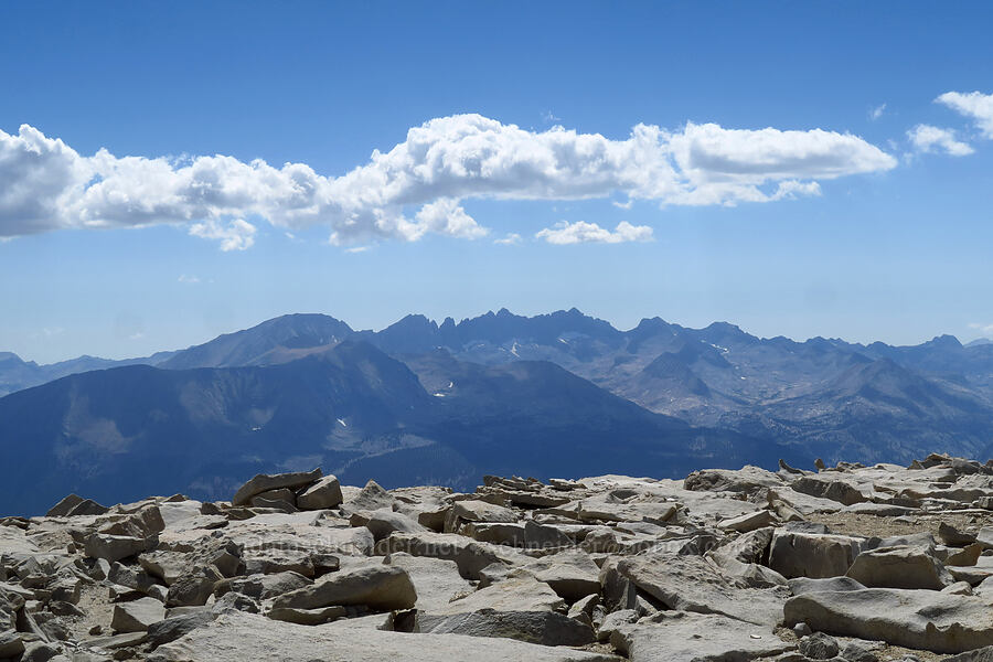 view to the west [Mount Whitney summit, Sequoia National Park, Inyo County, California]