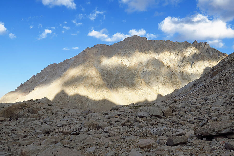 Mount Irvine, mottled by clouds [Mount Whitney Trail, John Muir Wilderness, Inyo County, California]