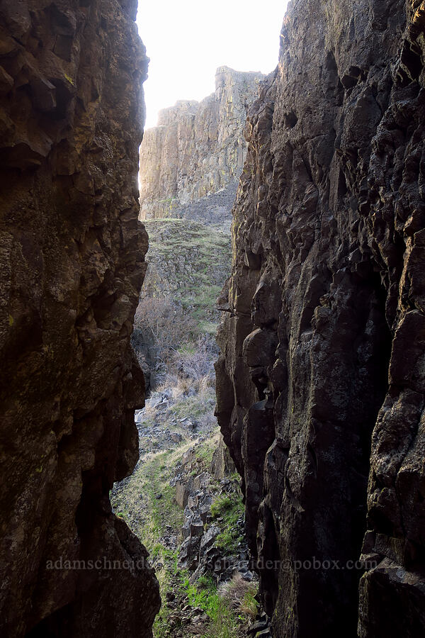 gap behind a basalt fin [Devil's Gap, Columbia Hills State Park, Klickitat County, Washington]