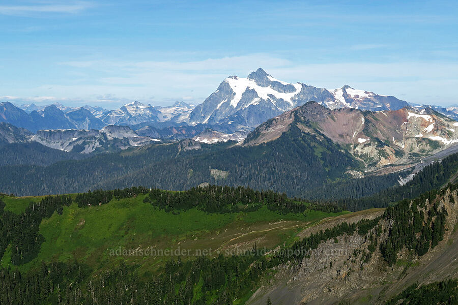 Mount Shuksan, Lasiocarpa Ridge, & Cougar Divide [Skyline Divide, Mt. Baker Wilderness, Whatcom County, Washington]