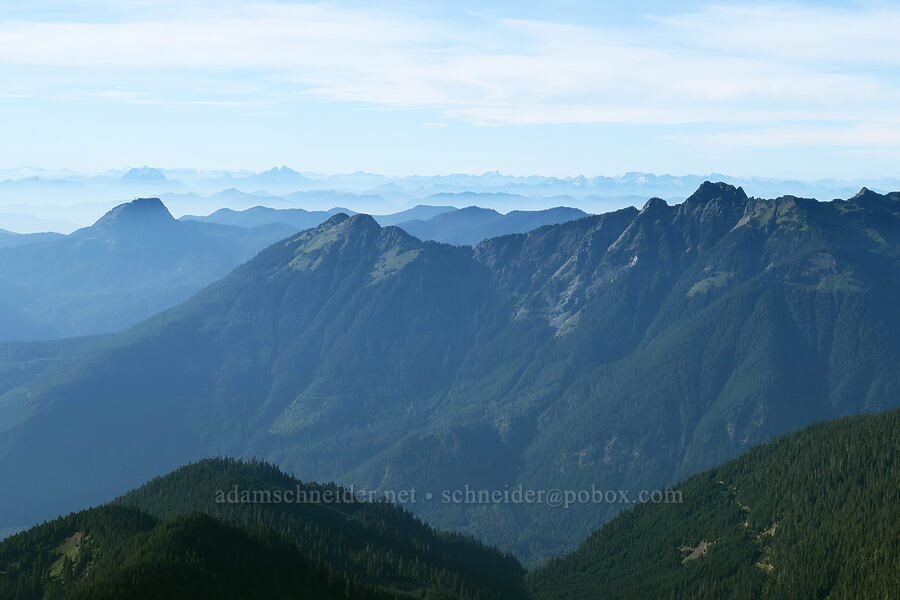 Church Mountain & a smoky view to the north [Skyline Divide Trail, Mt. Baker Wilderness, Whatcom County, Washington]