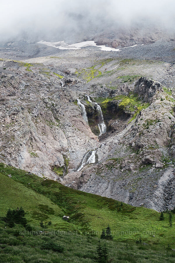 distant waterfalls [Van Trump Park, Mt. Rainier National Park, Pierce County, Washington]