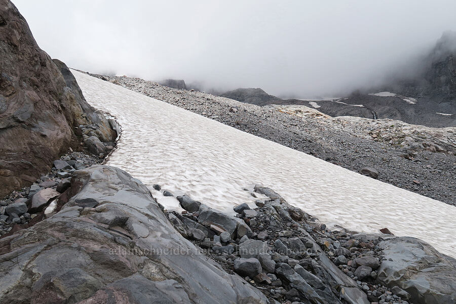 snowfields below Van Trump Glacier [above Van Trump Park, Mt. Rainier National Park, Pierce County, Washington]