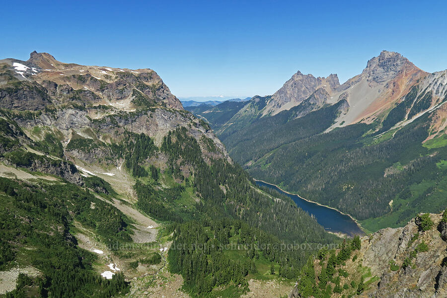 Tomyhoi Peak, Tomyhoi Lake, and Canadian & American Border Peaks [summit of Yellow Aster Butte, Mt. Baker Wilderness, Whatcom County, Washington]