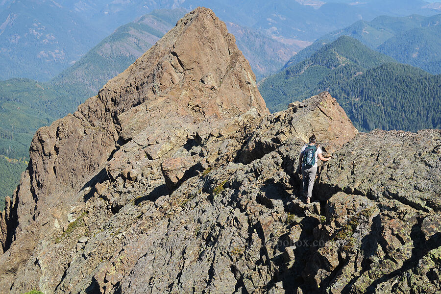 Tamiko on the summit ridge [Mt. Washington, Mount Skokomish Wilderness, Mason County, Washington]