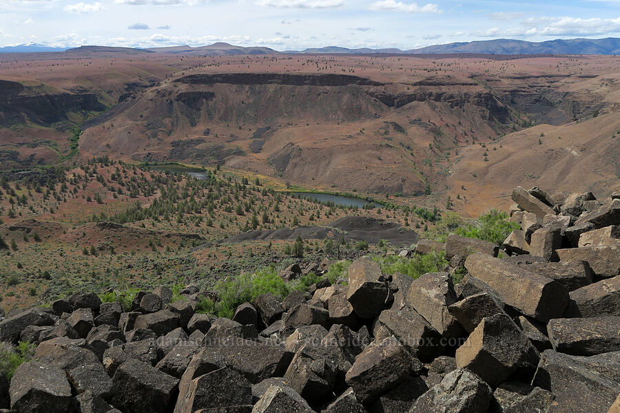 columnar basalt & the Deschutes River [Trout Creek Climbing Area, Jefferson County, Oregon]