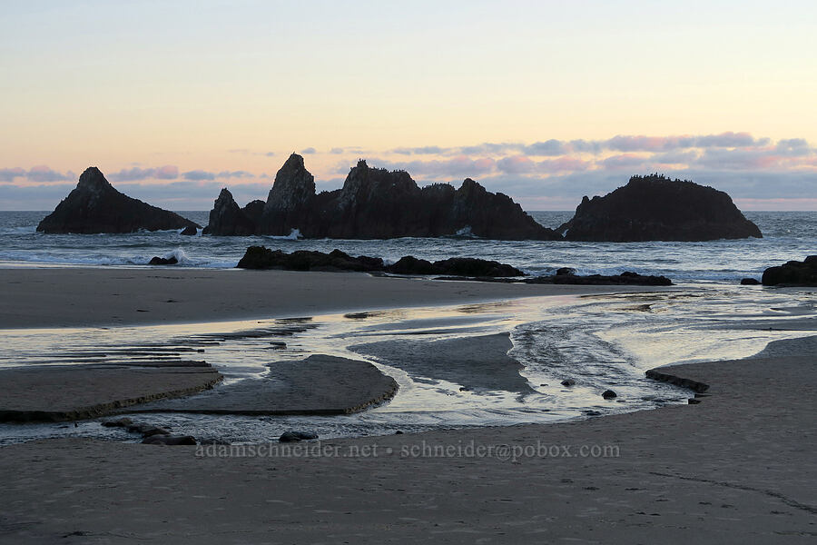 sea stacks at sunset [Seal Rock State Recreation Site, Lincoln County, Oregon]