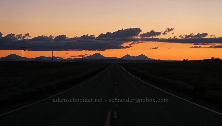 volcano silhouettes at sunset [U.S. Highway 20, Deschutes County, Oregon]
