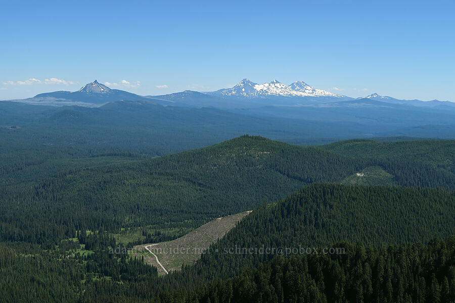 Mount Washington, Three Sisters, & Broken Top [Middle Pyramid, Willamette National Forest, Linn County, Oregon]