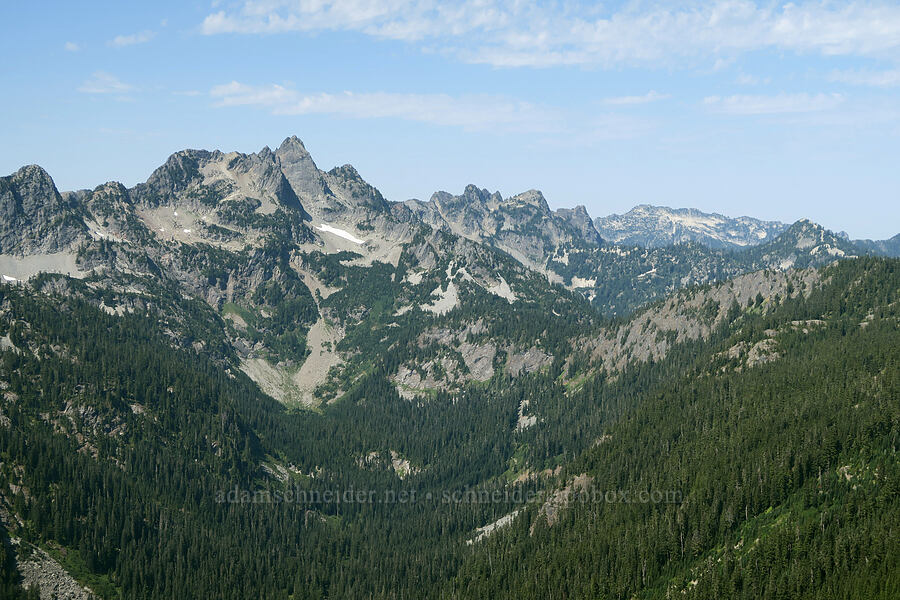 mountains to the northwest [north summit of Guye Peak, Alpine Lakes Wilderness, King County, Washington]