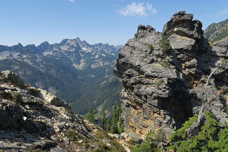 Guye Peak's north summit & Chair Peak [middle summit of Guye Peak, Alpine Lakes Wilderness, King County, Washington]