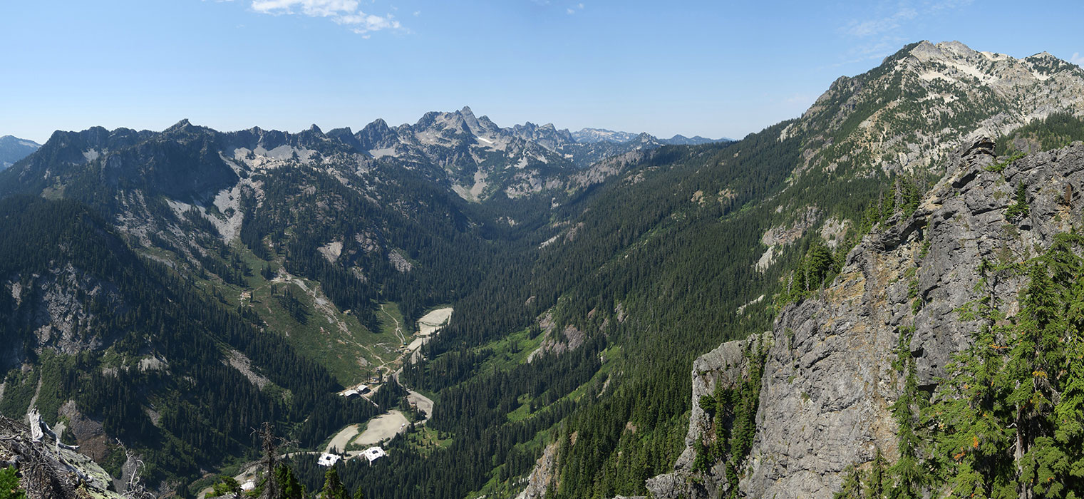 Guye Peak panorama [south summit of Guye Peak, Alpine Lakes Wilderness, King County, Washington]