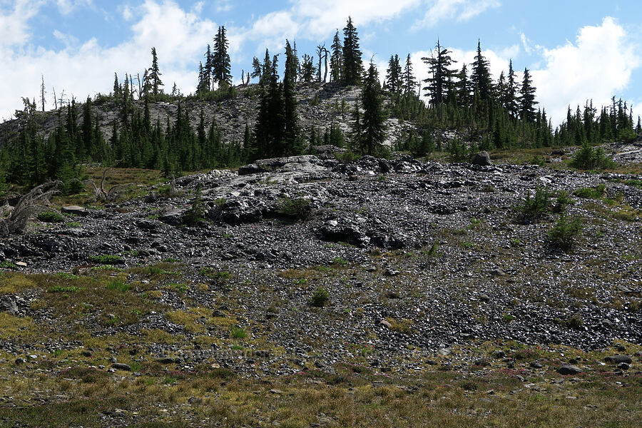 obsidian-covered hillside [Pacific Crest Trail, Three Sisters Wilderness, Lane County, Oregon]