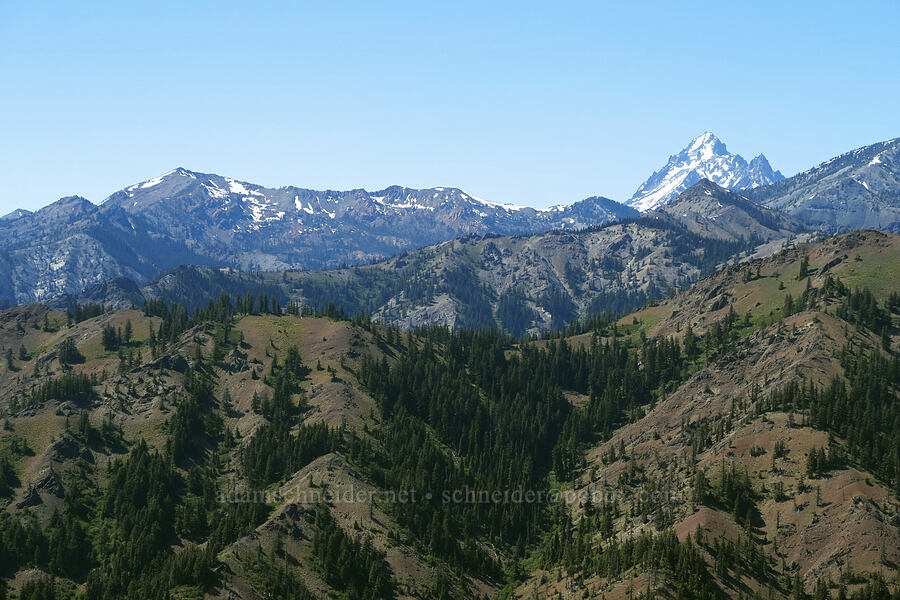 Earl Peak & Mount Stuart [Iron Bear Peak, Okanogan-Wenatchee National Forest, Kittitas County, Washington]