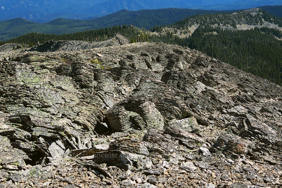 weird broken rock [Shellrock Peak, William O. Douglas Wilderness, Yakima County, Washington]