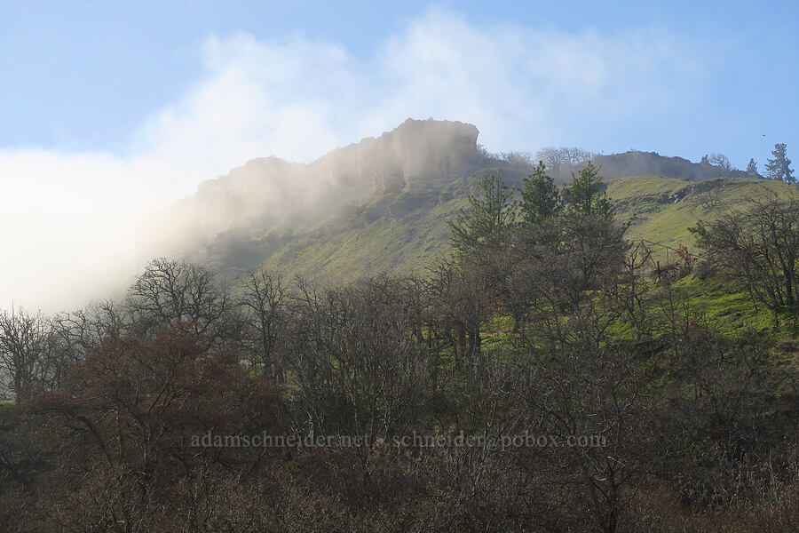 Chenoweth Rim & fog [Chenoweth Road, The Dalles, Wasco County, Oregon]