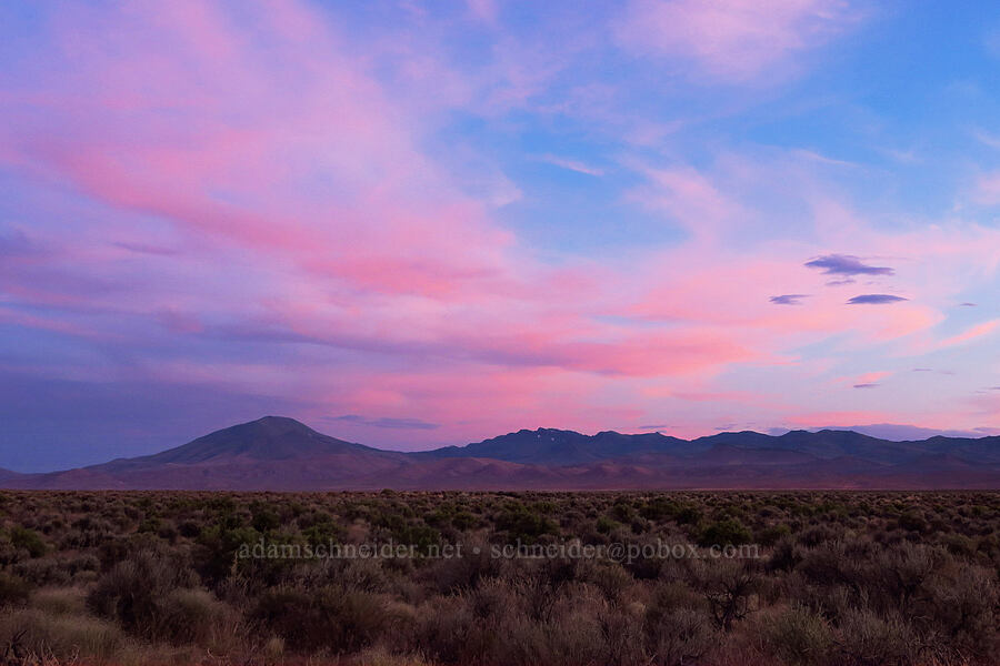 sunset clouds & the Pueblo Mountains [Borax Lake Road, Harney County, Oregon]