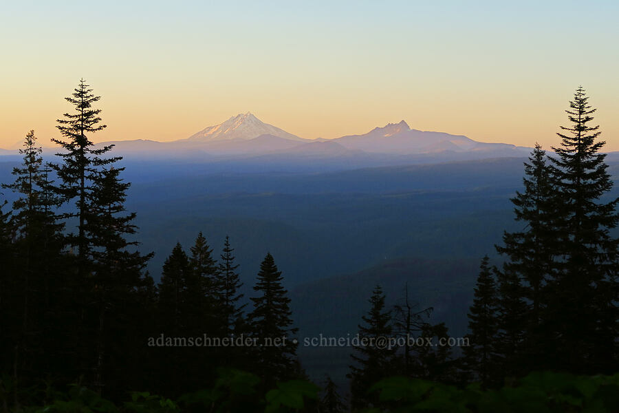 Mount Jefferson & Three-Fingered Jack at sunset [Forest Road 1993, Willamette National Forest, Lane County, Oregon]