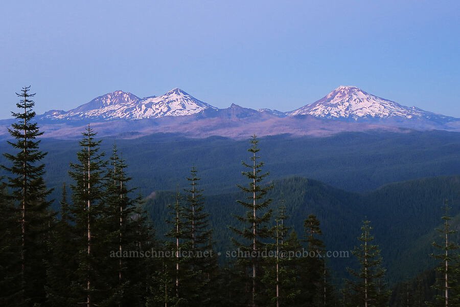 Three Sisters after sunset [Forest Road 1993, Willamette National Forest, Lane County, Oregon]