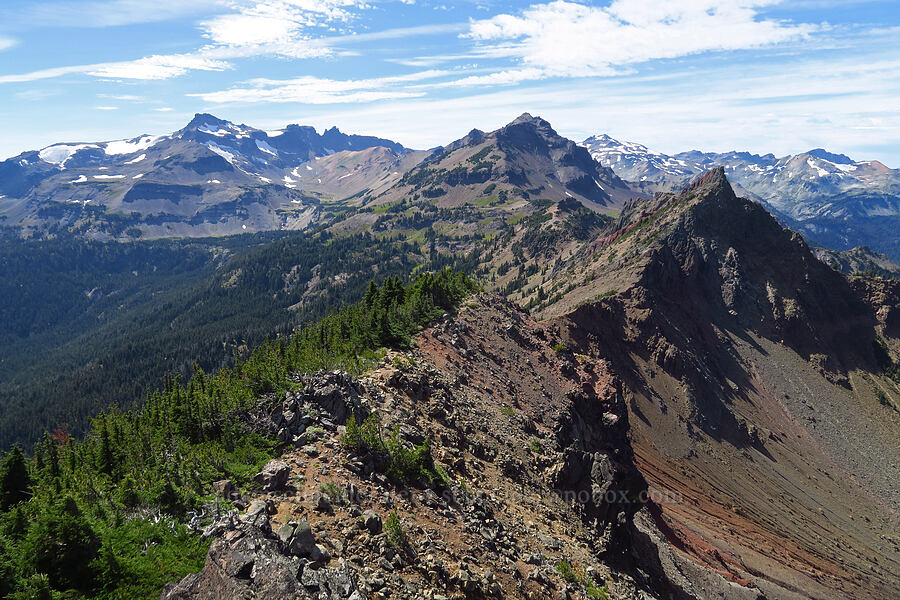 Gilbert Peak, Tieton Peak, & Devil's Horns [ridge southwest of Bear Creek Mountain, Goat Rocks Wilderness, Yakima County, Washington]