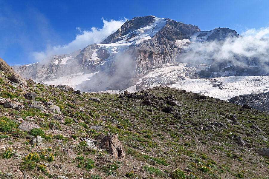 Mount Hood & clouds [Barrett Spur, Mt. Hood Wilderness, Hood River County, Oregon]