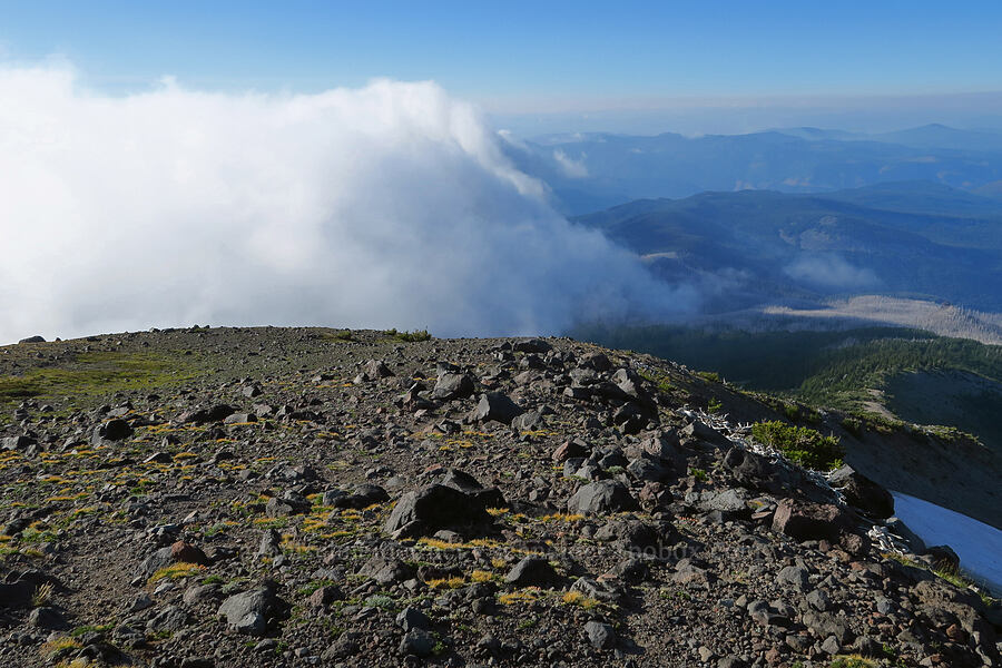 clouds evaporating on the Cascade crest [Barrett Spur Trail, Mt. Hood Wilderness, Hood River County, Oregon]