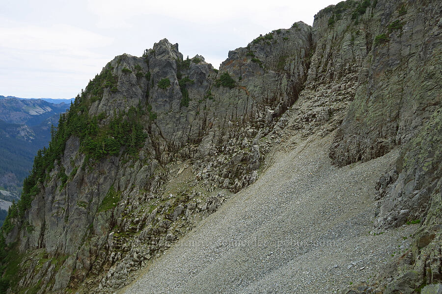 talus below Chair Peak's summit [below Chair Peak, Alpine Lakes Wilderness, King County, Washington]