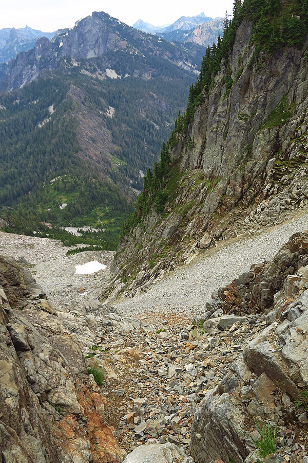 view from the rappel route [below Chair Peak, Alpine Lakes Wilderness, King County, Washington]