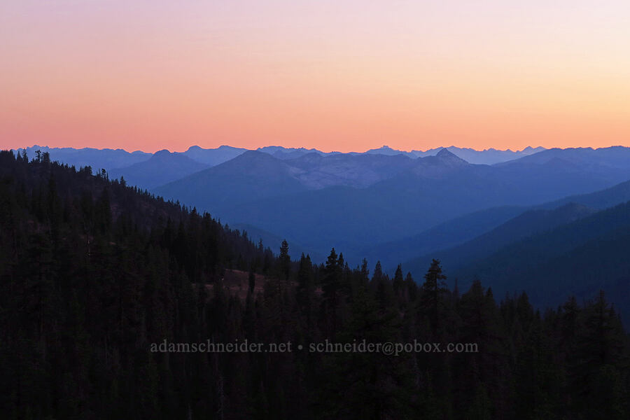 Trinity Alps at sunset [Forest Road 17, Shasta-Trinity National Forest, Trinity County, California]