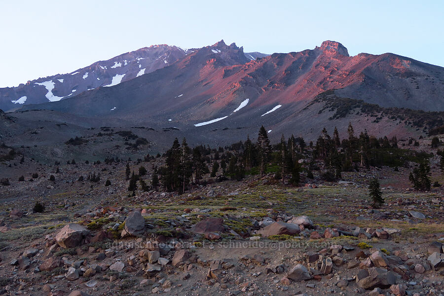 Mount Shasta at sunset [Old Ski Bowl, Shasta-Trinity National Forest, Siskiyou County, California]