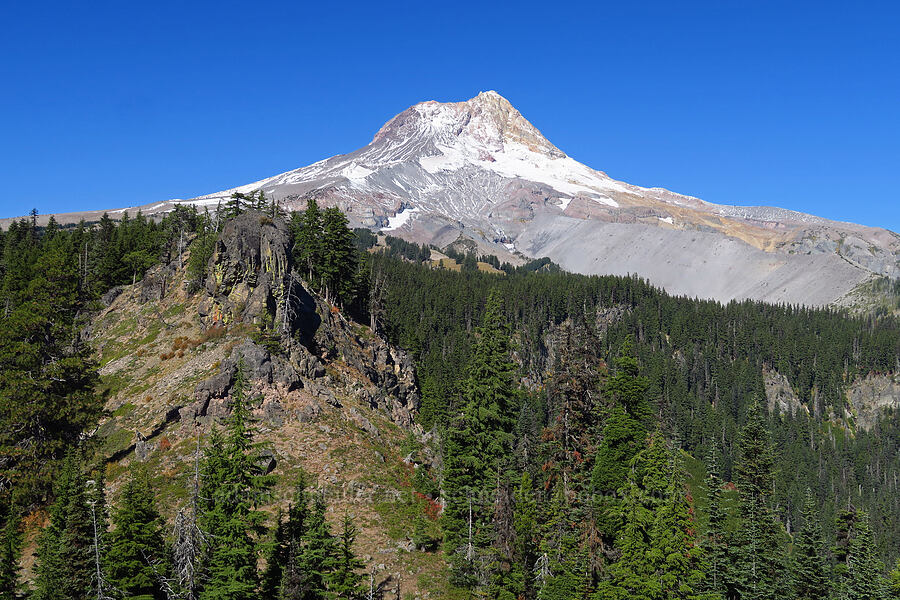 Picnic Rock & Mount Hood [summit of Newton Pinnacle, Mt. Hood National Forest, Hood River County, Oregon]