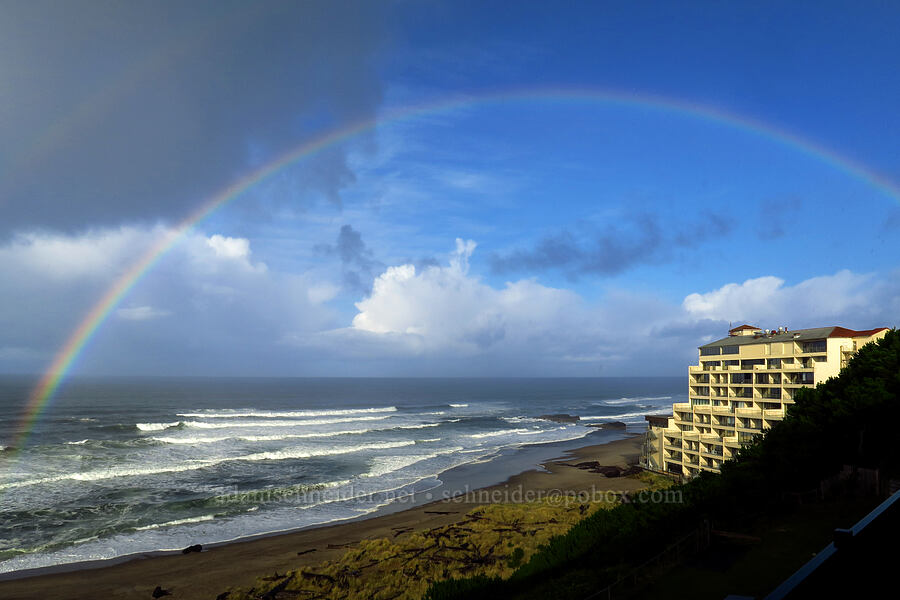 rainbow over Spanish Head [Ocean Terrace Condominiums, Lincoln City, Lincoln County, Oregon]