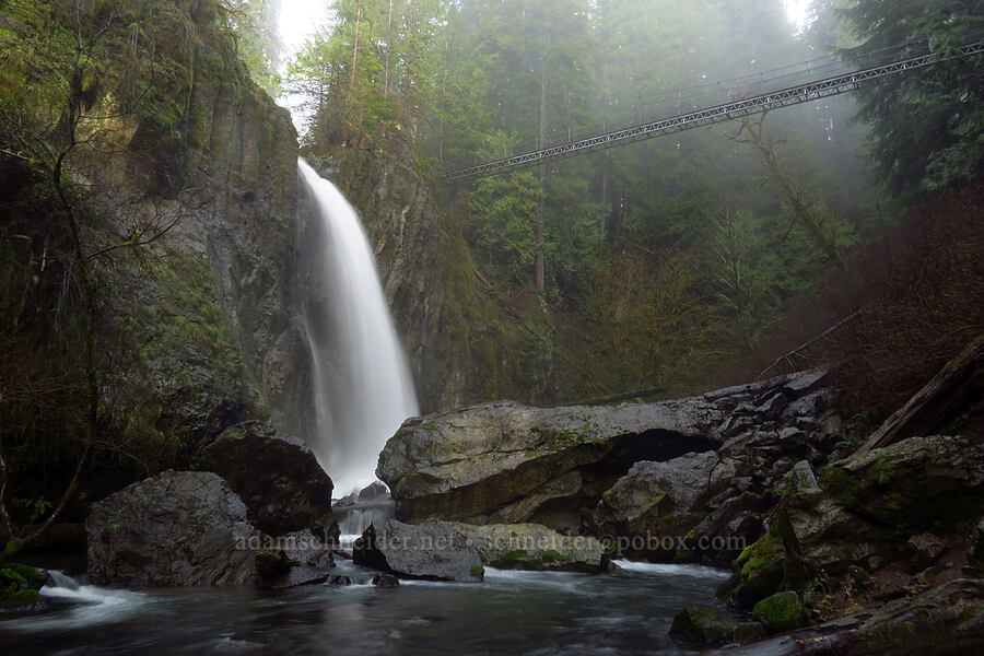 Drift Creek Falls & bridge [Drift Creek Falls Trail, Siuslaw National Forest, Lincoln County, Oregon]