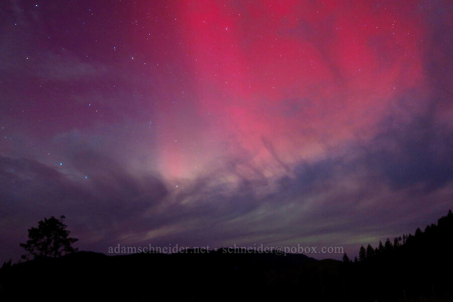 Northern Lights & clouds [Wind River Highway, Skamania County, Washington]