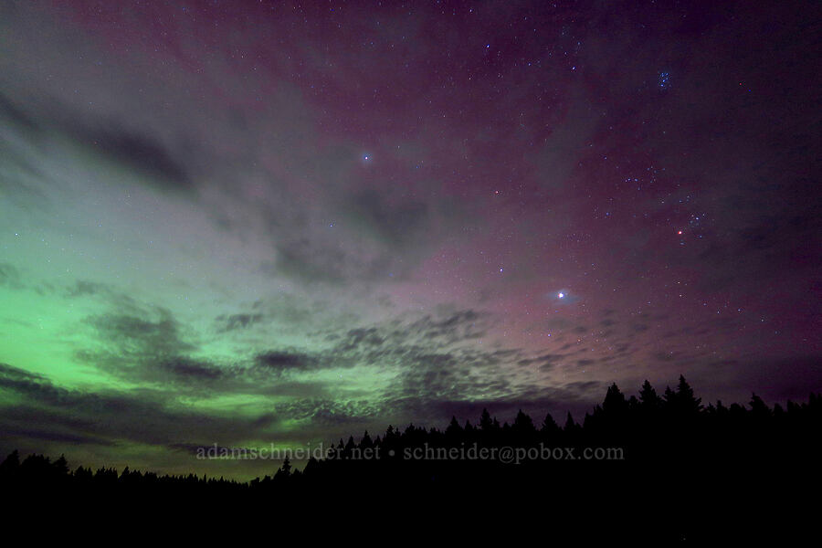 Northern Lights & stars [BZ-Glenwood Highway, Klickitat County, Washington]